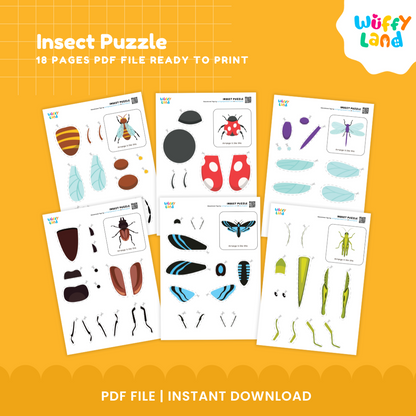 Insect Puzzle Activity Sheets for Kids -  Fun & Educational!