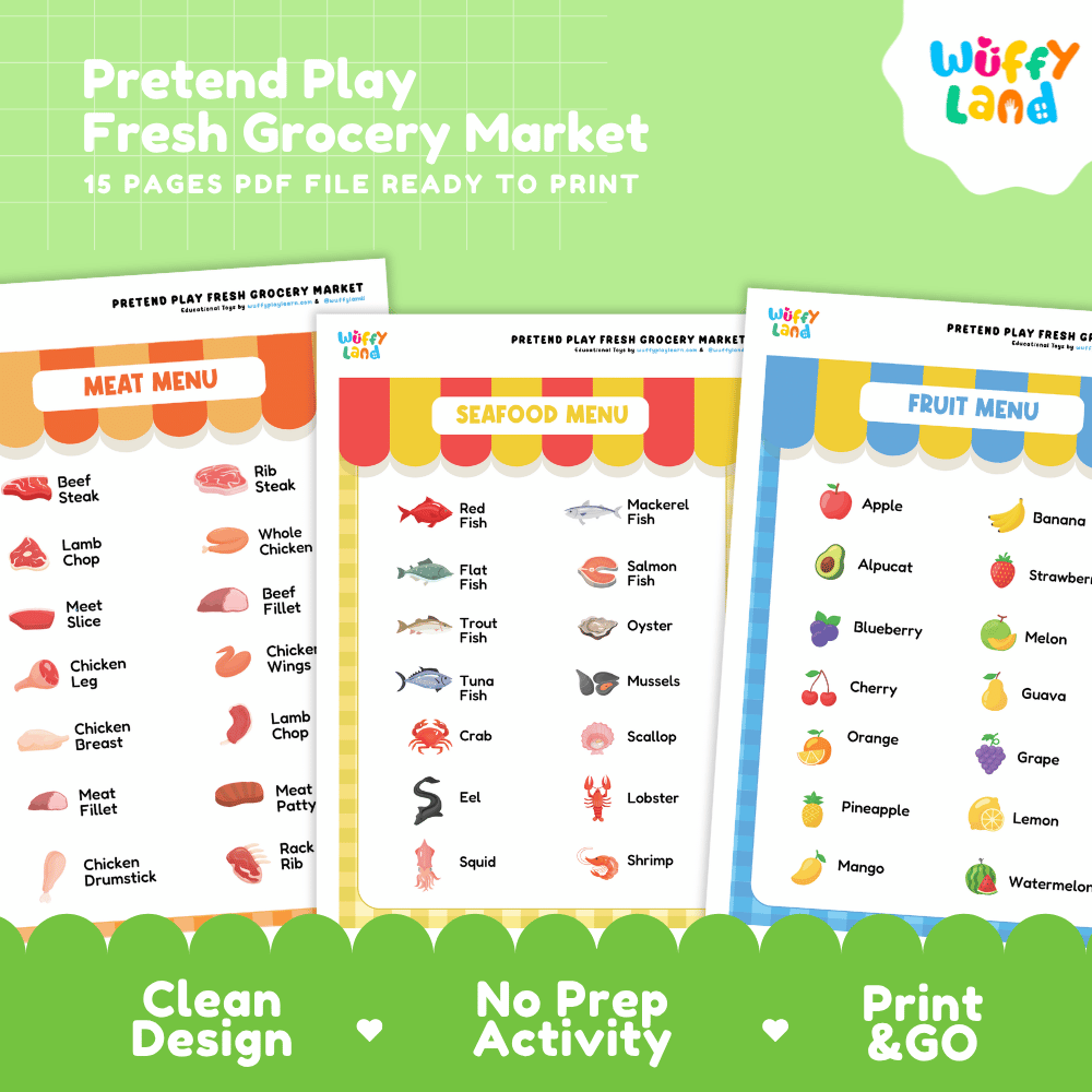 Fresh Grocery Market Dramatic Play Pretend Play Center Printable Activity