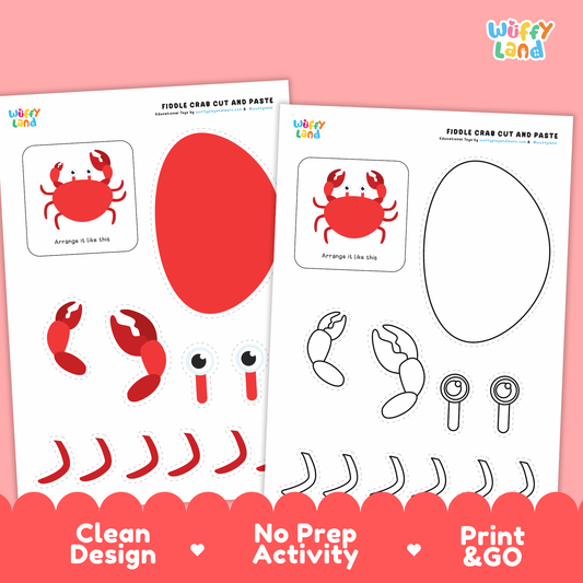 Fiddle Crab Cut and Paste Craft | Crab Coloring Page & Ocean Animal Activity
