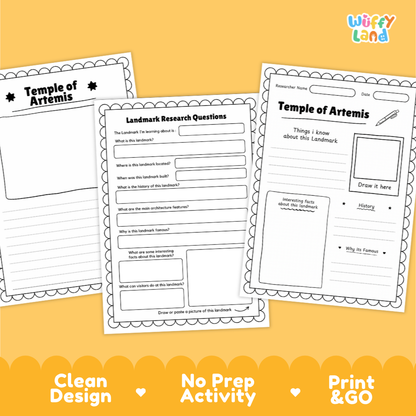 Temple of Artemis Landmark Research Page Worksheets and Reading Passage