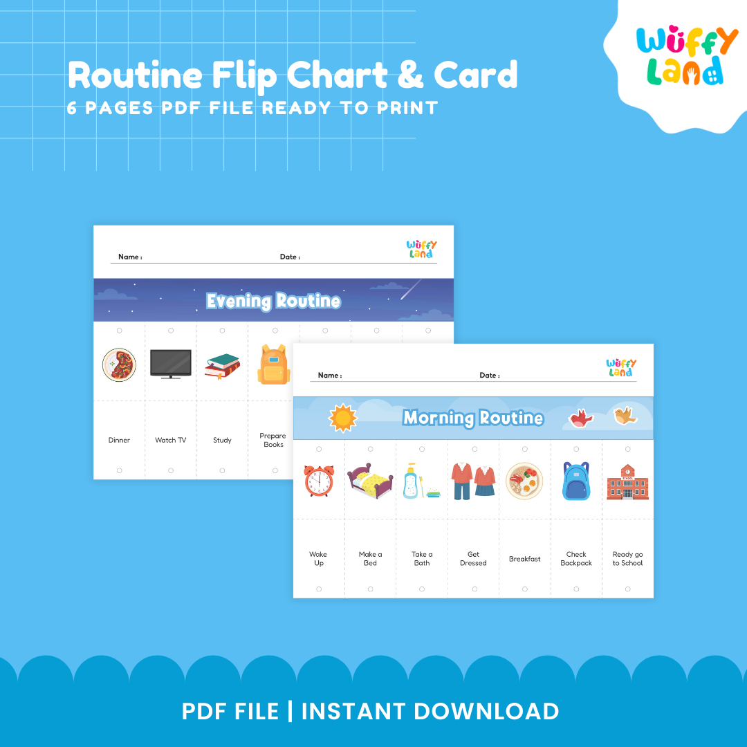 Flip Chart &amp; Kartu Rutinitas Harian untuk Anak-Anak - Jadwal Visual yang Dapat Dicetak