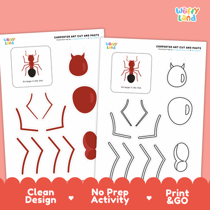 Carpenter Ant Cut and Paste Craft | Ant Coloring Page & Insect Activity