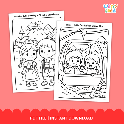 Austria Geography Coloring Pages European Culture Landmarks Alps Vienna Music Tyrol Printable Activity Pack