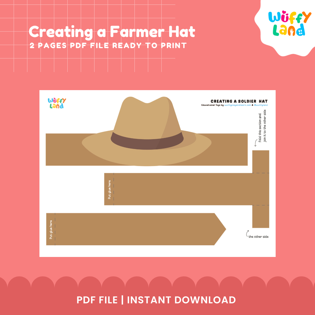 Kerajinan Topi Petani yang Dapat Dicetak - Topi Kertas DIY untuk Anak-anak - Aktivitas Potong &amp; Tempel yang Menyenangkan