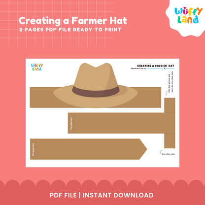 Kerajinan Topi Petani yang Dapat Dicetak - Topi Kertas DIY untuk Anak-anak - Aktivitas Potong &amp; Tempel yang Menyenangkan