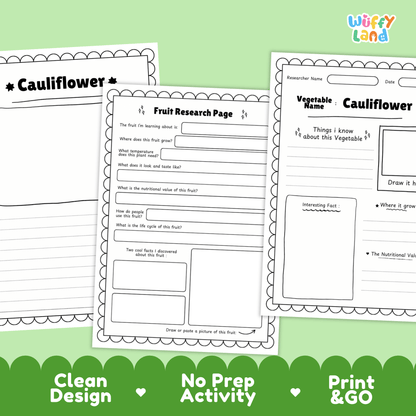 Cauliflower Research Project | Vegetable Science Activity | Plant Study | Food