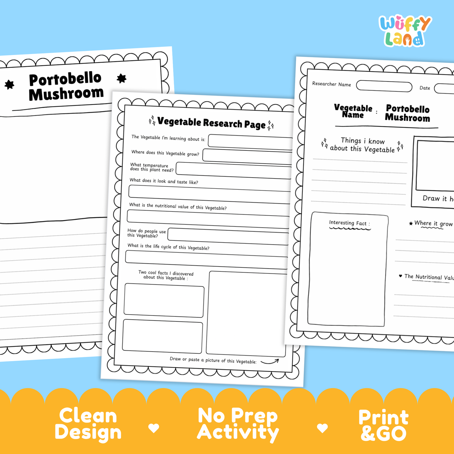 Portobello Mushroom Vegetable Research Activity Worksheet Healthy Eating Science