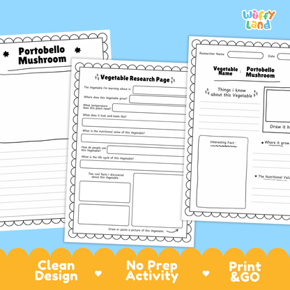 Portobello Mushroom Vegetable Research Activity Worksheet Healthy Eating Science