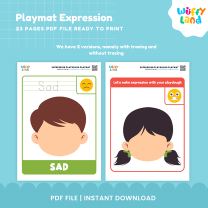 Playmat Expression Activity | 23 Pages Emotions Printable for Kids | Fun Playdough Activity