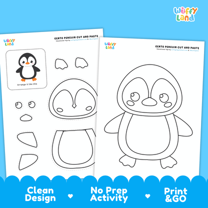 Gento Penguin Cut and Paste Craft Penguin Coloring Page & Polar Animal Activity