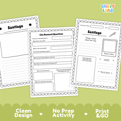 Santiago City Research Project Worksheets and Fact Sheet