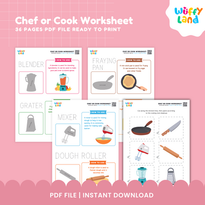 Chef & Cooking Worksheets for Kids: Fun and Educational Activities | Printable PDF | Instant Download