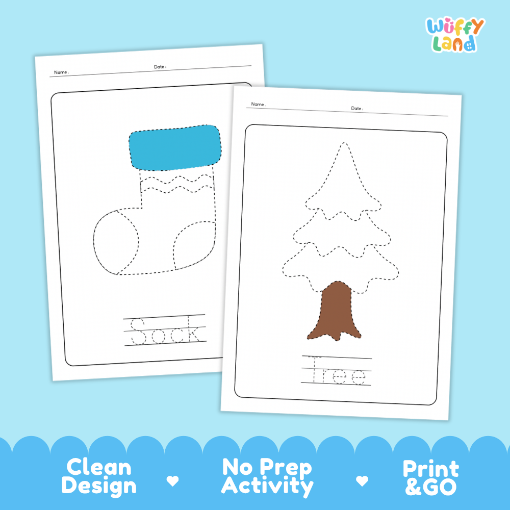 Snowy Shapes Tracing Pack Worksheets