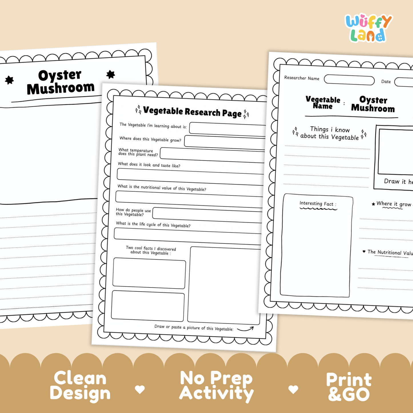 Oyster Mushroom Vegetable Research Activity Worksheet Healthy Eating Science