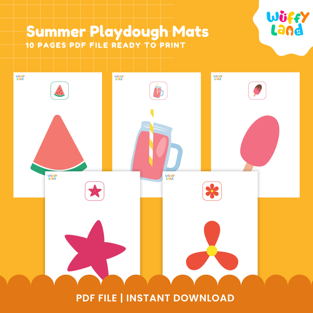 Alas Playdough Musim Panas - Aktivitas Motorik Halus untuk Prasekolah &amp; Pra-TK - Cetak Musim Panas