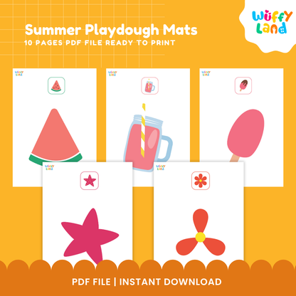 Alas Playdough Musim Panas - Aktivitas Motorik Halus untuk Prasekolah &amp; Pra-TK - Cetak Musim Panas