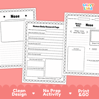 Nose Human Body Research Page Worksheets Anatomy Science Activity