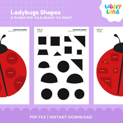 Ladybugs Shapes Activity - 3 Pages Printable Fun & Learning!