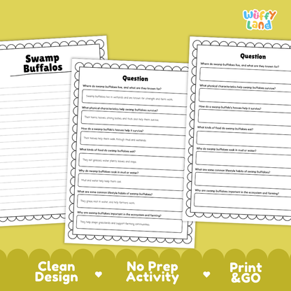 Swamp Buffalo Reading Passage and Questions Worksheets with Answer Key