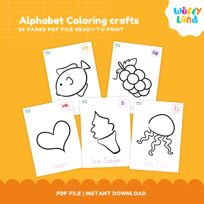 Alphabet Coloring Crafts - 26 A-Z Printable Activities for Kids