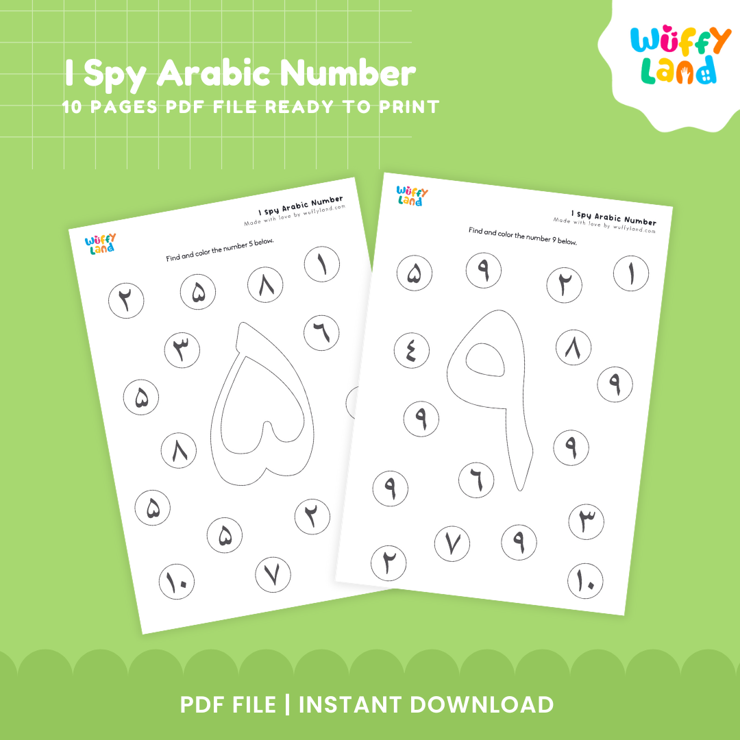 I Spy Arabic Numbers Activity Sheets | 10 Fun-Filled Pages | Printable PDF for Kids Learning