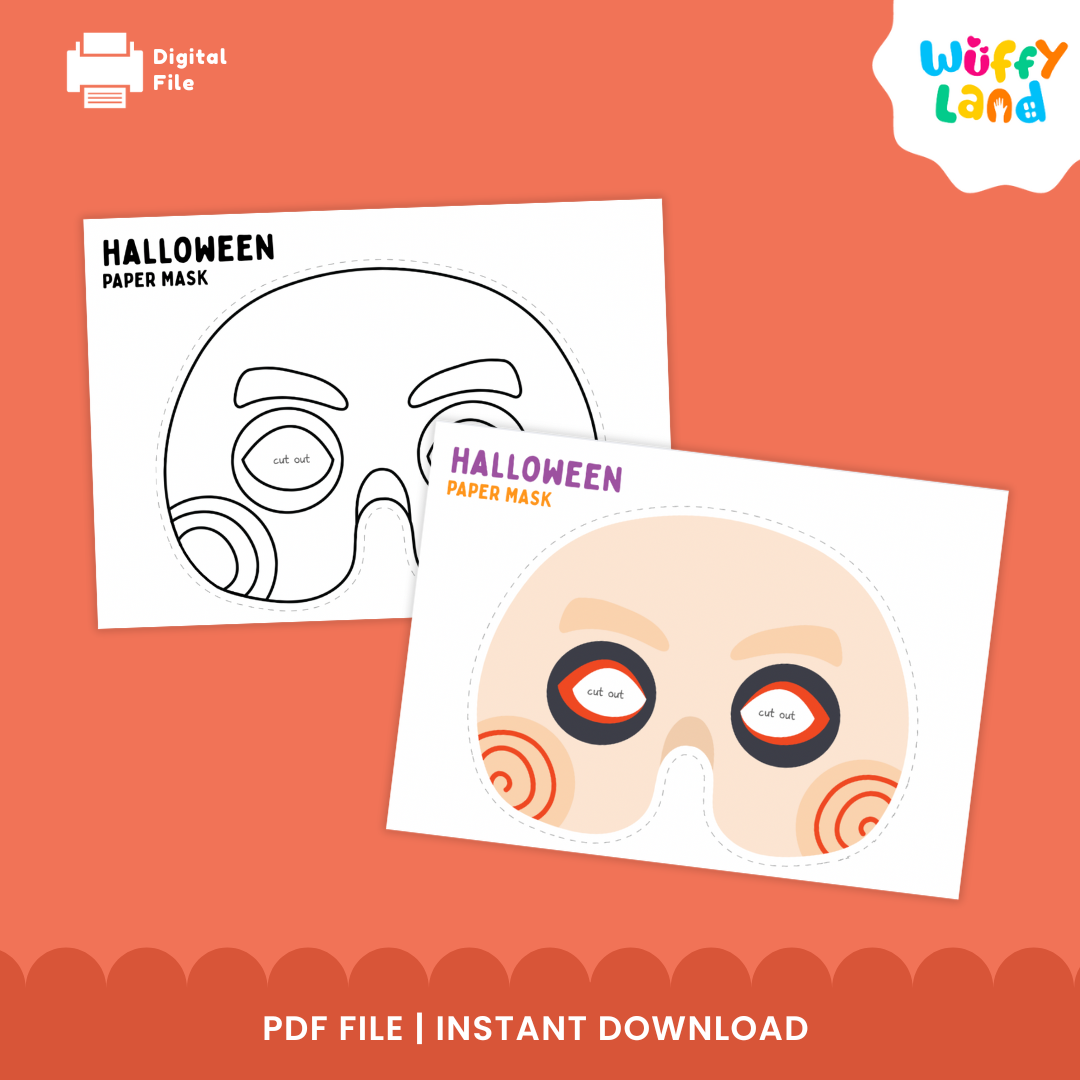Printable Halloween DIY Color Your Own Mask Kit + Ready to Print Version