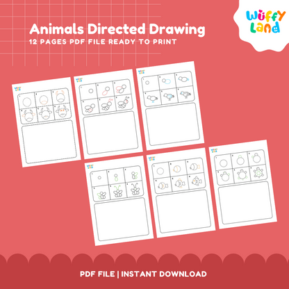 Animals Directed Drawing Worksheets | Step-by-Step Drawing Fun for Kids | Printable PDF