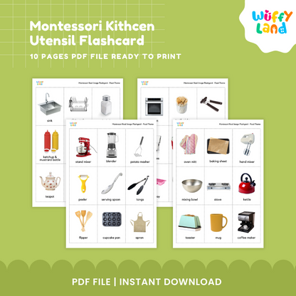 Montessori Kithcen Utensil Flashcard