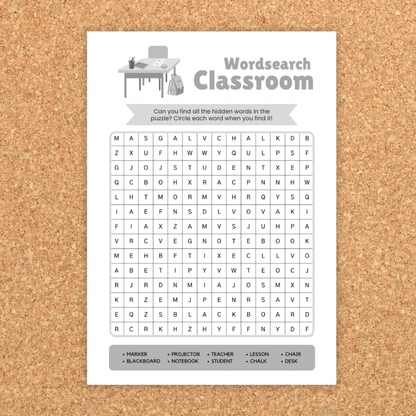 Back To School Classroom Word Search For Kids First Day of School