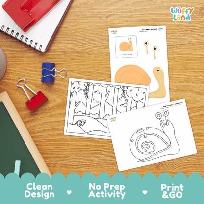 Mud Snail Cut and Paste Craft | Snail Coloring Page & Animal ActivityMud Snail