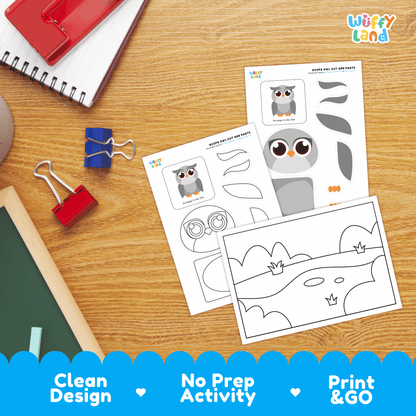 Scops Owl Cut and Paste Craft | Owl Coloring Page & Nocturnal Animal Activity