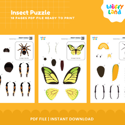 Insect Puzzle Activity Sheets for Kids -  Fun & Educational!