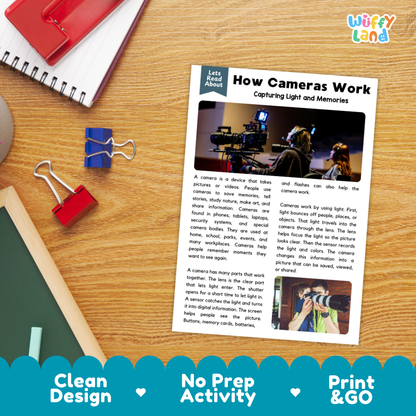 How Cameras Work Reading Passage and Comprehension Questions Worksheets