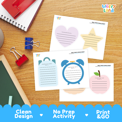 New Year's Goals Craft Printable Goal Setting Writing Activity