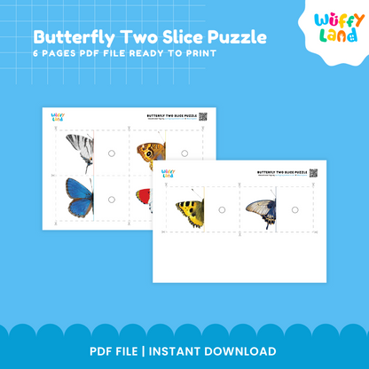 Butterfly Two Slice Puzzle – Fun Learning Printable for Kids!