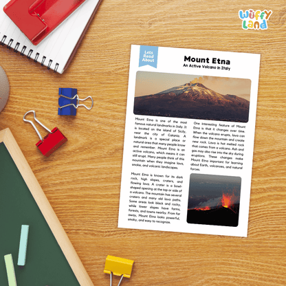 Mount Etna Landmark Reading Passages and Comprehension Worksheets