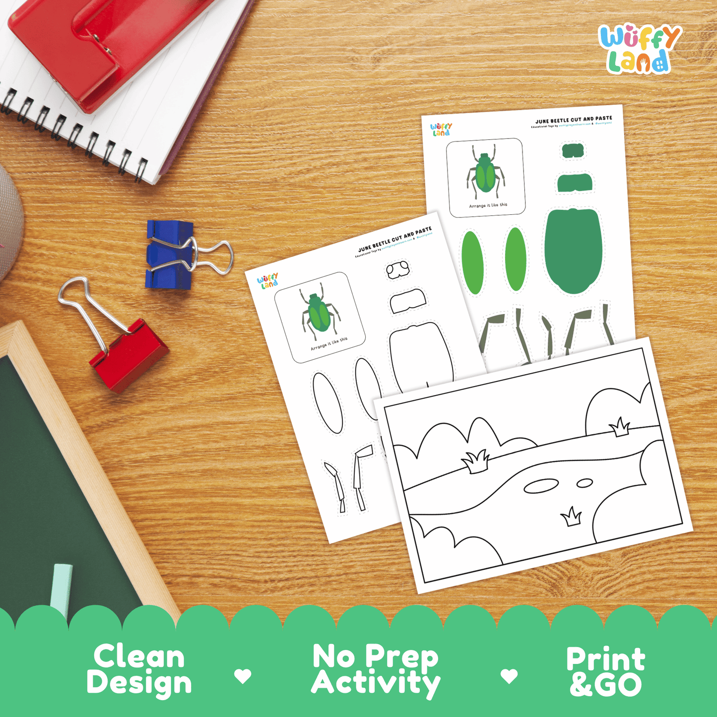 June Beetle Cut and Paste Craft | Beetle Coloring Page & Insect Activity