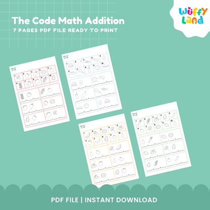 Lembar Kerja Penjumlahan Matematika Kode - Aktivitas Matematika Berbasis Logika yang Menyenangkan untuk Anak-Anak