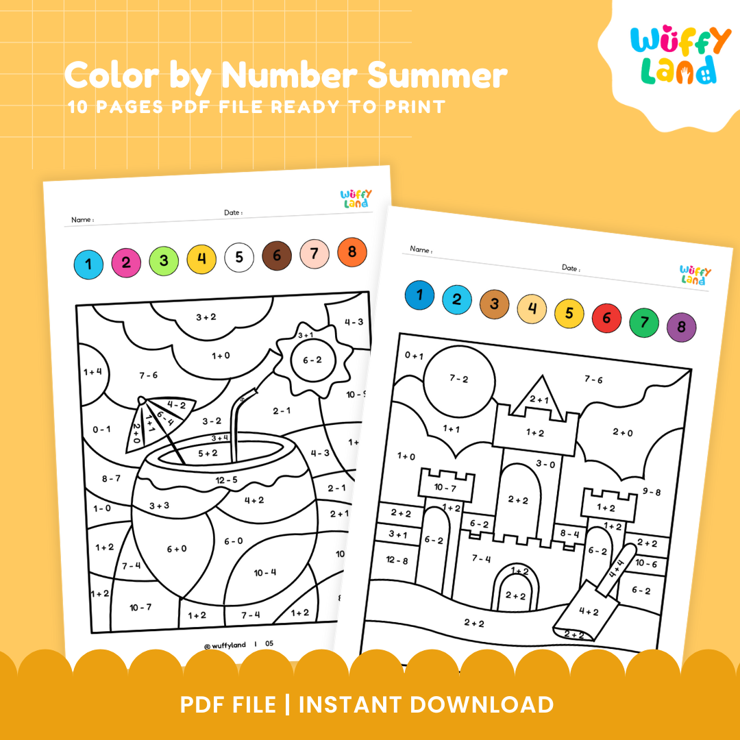 Color by Number – Summer Edition! No Prep Fun Activities Ready to Print