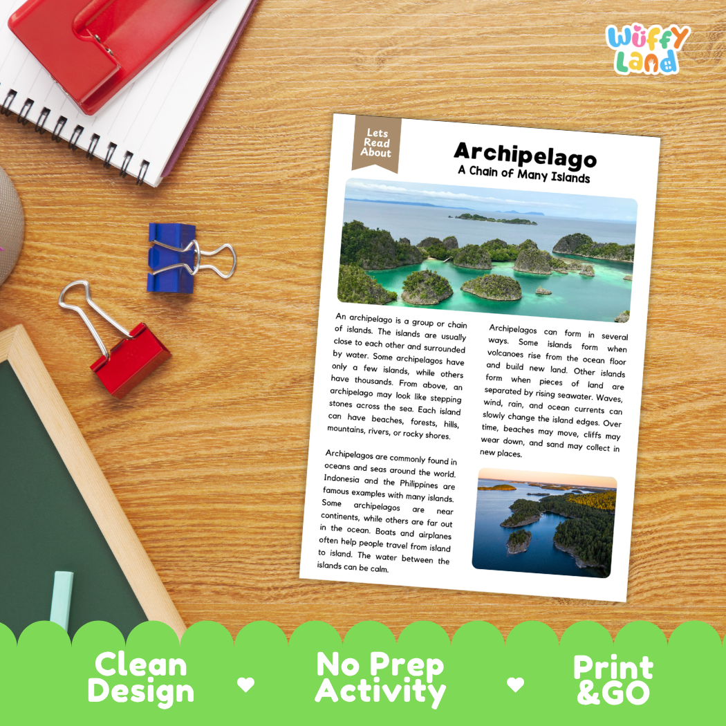 Archipelago Reading Comprehension Passage and Questions Activity Pack
