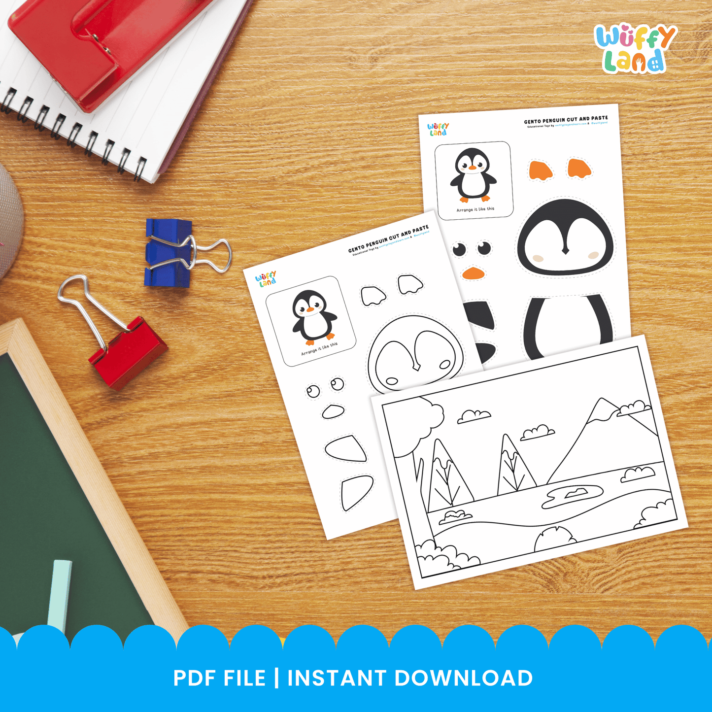 Gento Penguin Cut and Paste Craft Penguin Coloring Page & Polar Animal Activity