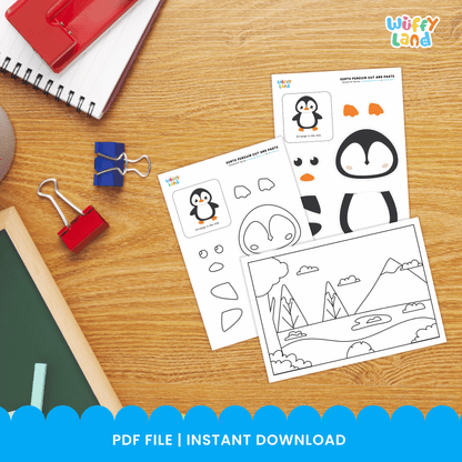 Gento Penguin Cut and Paste Craft Penguin Coloring Page & Polar Animal Activity