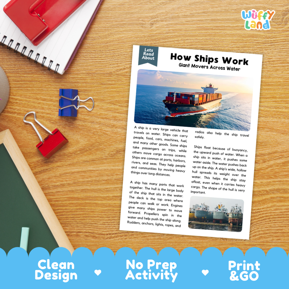 How Ships Work Reading Passage and Questions Printable Worksheets with Answer Key
