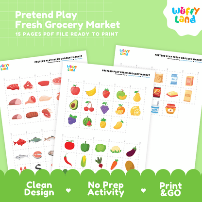 Fresh Grocery Market Dramatic Play Pretend Play Center Printable Activity