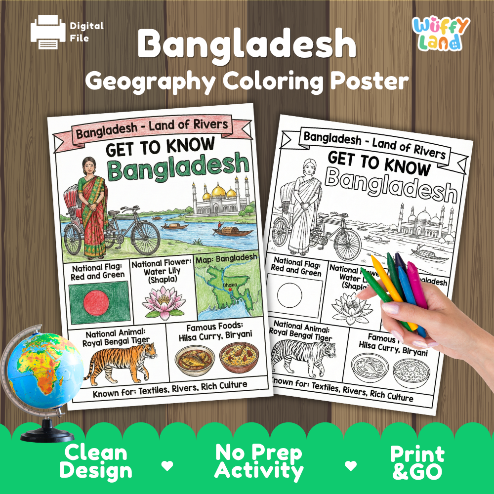 Bangladesh Geography Activity Bundle Country Research Posters Flashcards