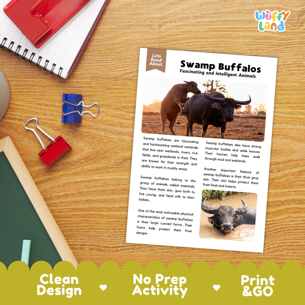 Swamp Buffalo Reading Passage and Questions Worksheets with Answer Key