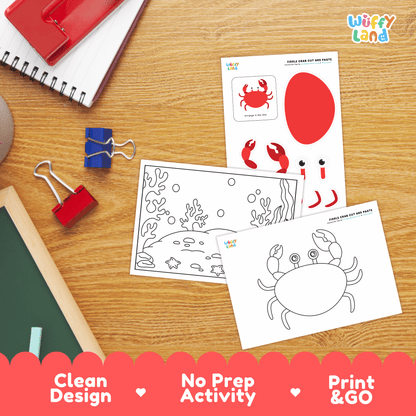 Fiddle Crab Cut and Paste Craft | Crab Coloring Page & Ocean Animal Activity