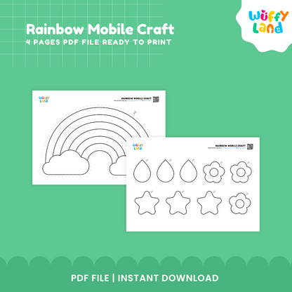 Rainbow Mobile Craft Printable | DIY Kids Room Decor |  Star Hanging Mobile for Kids Crafting Fun