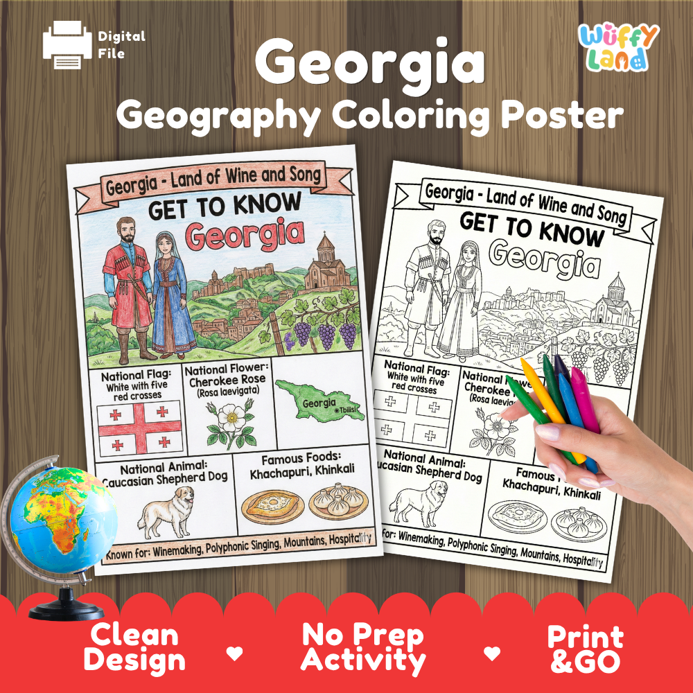 Georgia Geography Activity Bundle Country Research Posters Flashcards