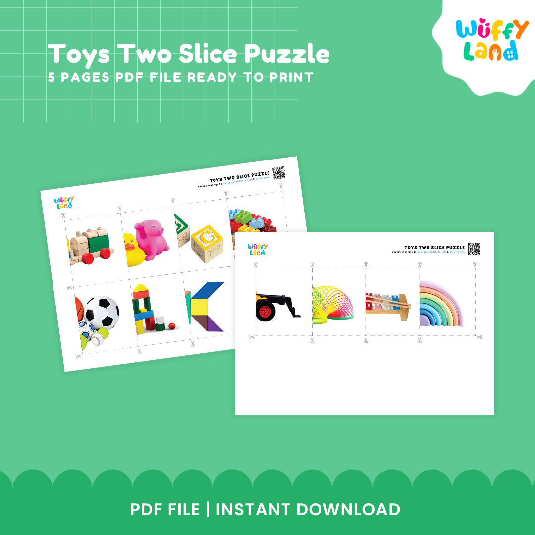 Toys Two Slice Puzzle - Fun Printable Activity for Kids